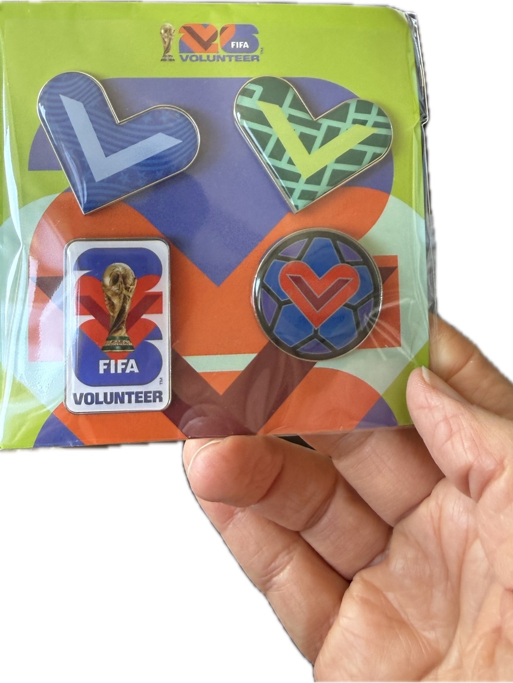FIFA Volunteer Pin Set - Blue, Green, Red Accents